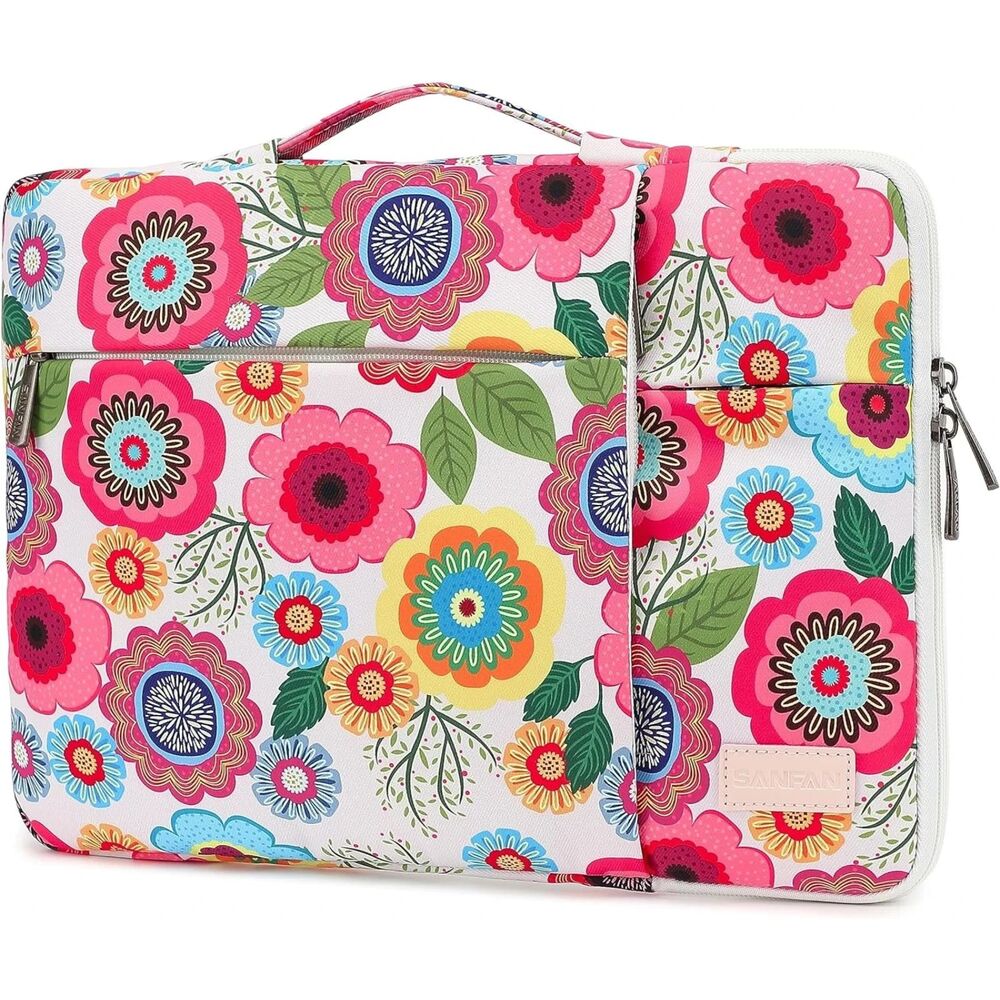 Laptop Sleeve 14" Protective Padded New Case SANFAN Boho Floral Mac Book
